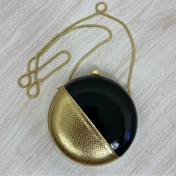 Nine West Round Black/Gold Clutch Bag - Picture 2 of 5